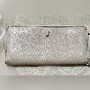 Kate Spade Pebbled Leather Clutch in Gray